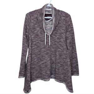 Calvin Klein Womens Performance Purple Heathered Hi Lo Side Cowl Sweater Medium